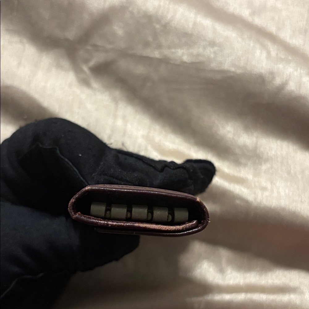 Celine Burgundy and Gray Monogram Key Wallet - Picture 6 of 7